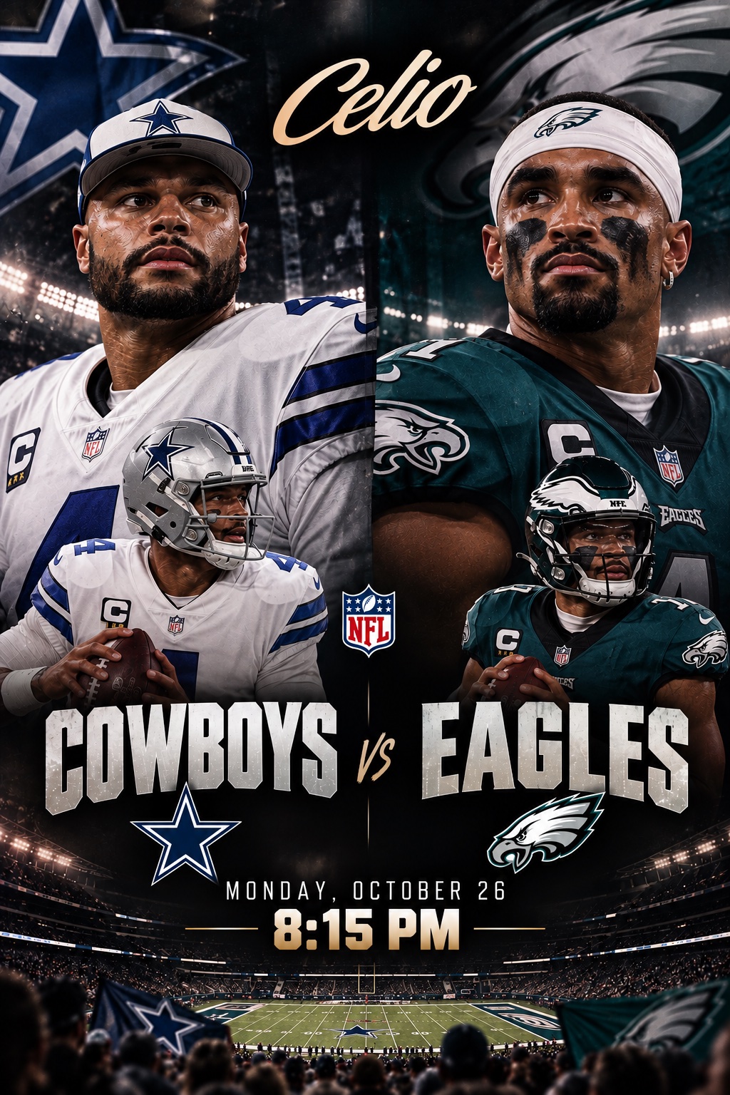 Cowboys vs Eagles at Celio Lounge — Monday Night Football, Monday October 26, 8:15 PM