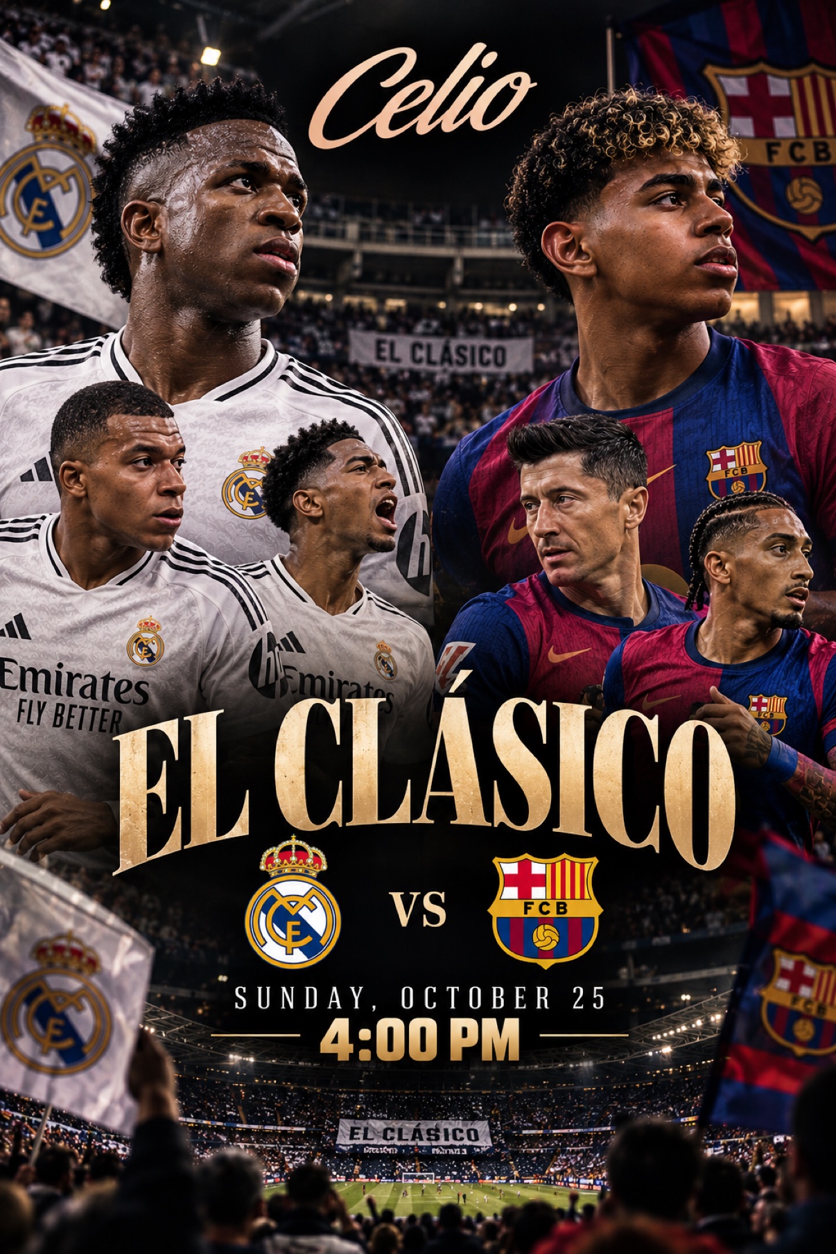 El Clásico at Celio Lounge — Real Madrid vs FC Barcelona, Sunday October 25, 4:00 PM